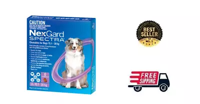 NexGard Spectra Chewables For Dogs Purple 15.1-30kg 6 Pack - LONG EXP -FREE SHIP • $92.90