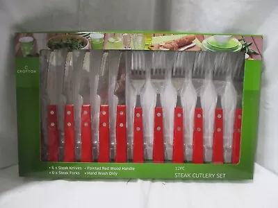 BNIB 12 Piece Crofton Steak Cutlery Set -  Red • $40