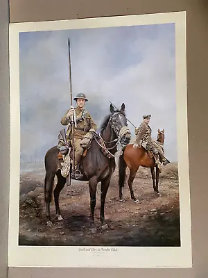 Ww1 Cavalry Military Art Print DEATH OR GLORY 17th Lancers In Flanders 1916. A/P • £80