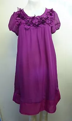 Gorgeous Pink/Purple Organza Trimmed Lined Dress By Max C - Size S - BNWOT! • £9.99