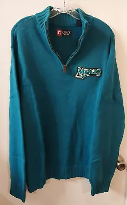 Miami/Florida Marlins Baseball 1/4 Zip Collar Retro Teal Sweater Sz XL By Chaps • $16.95