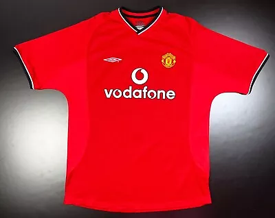MANCHESTER UNITED 2000 2002 HOME FOOTBALL SHIRT SOCCER JERSEY UMBRO Size L • $125