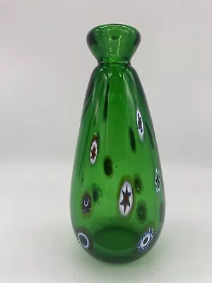 Millefiori Perfume Bottle Green Japanese MCM Glass Vintage • $36.62