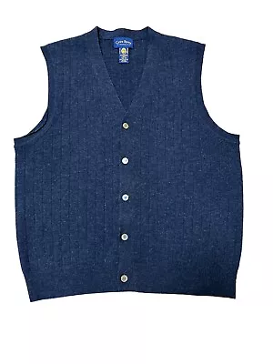 Club Room 100% Lambswool Cardigan Sweater Vest Men's Medium Navy Lightweight • $19.99