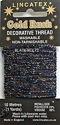 BLACK MULTI Lincatex Gold Rush Metallic Decorative Glitter Embroidery Thread  • £1.89