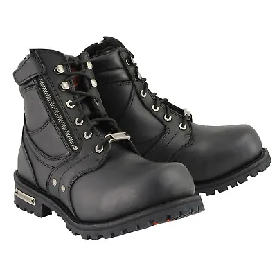 Milwaukee Leather MBM9050 Men's Black 6-inch Lace-Up Boots With Zipper Closure • $129.99