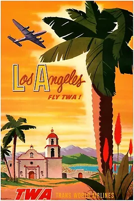 $14.99 • Buy Los Angeles - California - Fly TWA - Vintage Airline Travel Poster