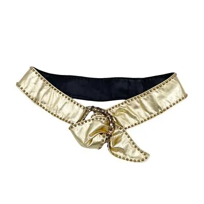 Vintage 1980s St. Maarten Gold Metallic Studded Sequin Wraparound Statement Belt • $32.40