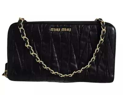 Miu Miu Matelasse Leather Zippy Wallet On Chain Cute • $250