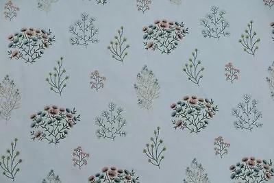 CLARKE & CLARKE CURTAIN FABRIC DESIGN  Floris  2 METRES EMBROIDERED EAU DE NIL • £44.99