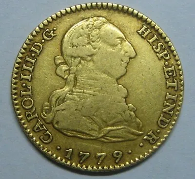 1779 Madrid 2 Escudos Charles Iii Beautiful Gold Doubloon Spanish Colonial Era • $699