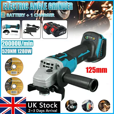 18V 125mm Li-ion Electric Cordless Brushless Angle Grinder For Makita Battery • £48.98