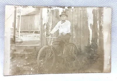 Man W/ Bike Bicycle Antique RPPC Real Photo Postcard Unposted Picture • $2.49