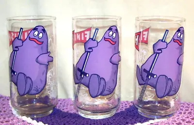 3 McDonalds Grimace 1977 Action Series Drinking Glasses Tumblers • $15