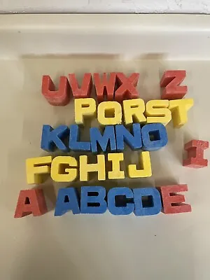 Lot Of 27 Vintage Mattel Tuff Stuff Alphabet Letter Blocks Red Blue Yellow GZ2 • $19