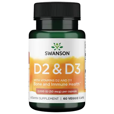 Swanson Vitamin D Complex With Vitamins D-2 And D-3 50 Mcg 60 Veggie Capsules • $10.08