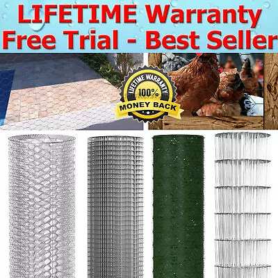 Galvanised/PVC Coated Green Chicken Rabbit Roll Wire Mesh Aviary Fencing Garden • £7.70