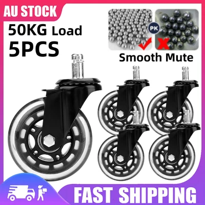 $26.88 • Buy 5Pcs Office Chair Caster Roller Wheels Universal Wheel 75mm Round DIA Casters AU