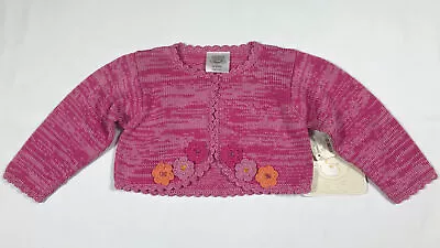 Victoria Baby Sweater Crochet Flowers W/ Scalloped Edging Pink 0-3 Months NWT • $8.80