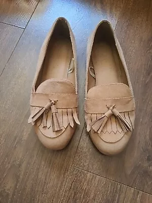 £7 • Buy Papaya Matalan Size 3 Flat Slip On Shoes Fringe Tassles Tan Brown