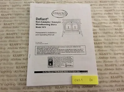  Vermont Castings Defiant 1975  Wood Stove Manual Operation Installation • $12.95