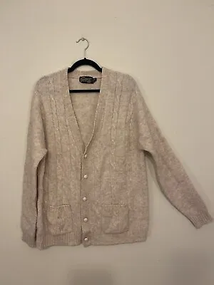 Vintage Men’s Sears Sportswear 2XL 2X Tall Light Tan Wool Blend Cardigan Sweater • $27.99