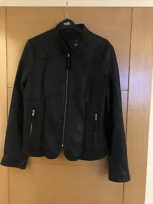 Miss Selfridge Black Leather Jacket Size 8-10 • £20