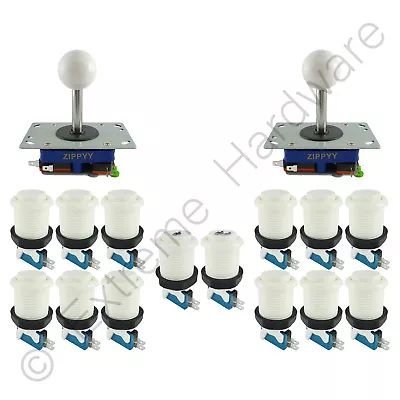 2 Player Arcade Control Kit 2 Ball Top Joysticks 14 Buttons White JAMMA MAME Pi • £29.99