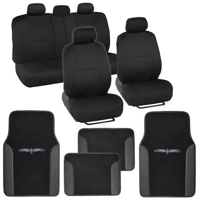 $45.99 • Buy Black Car Seat Covers Complete Interior Set W/ Tribal Pattern Carpet Floor Mats