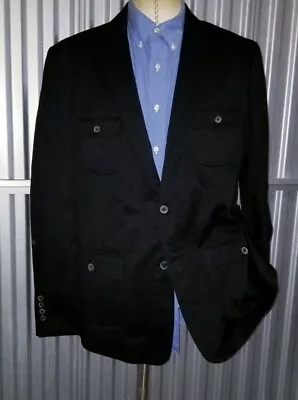 $99.95 • Buy Zara Man Black Safari Norfolk 46R Large Coat Jacket Blazer Canvas Cotton NWOT