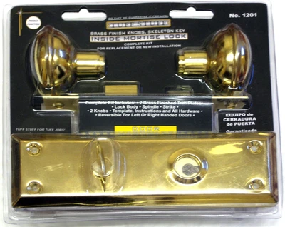 $53.99 • Buy Brass Finish Inside Mortise Lock With Skeleton Key 