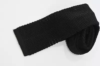 LAND'S END BLACK Men's KNIT Tie W:2 3/4  BY L:59  • $11.50