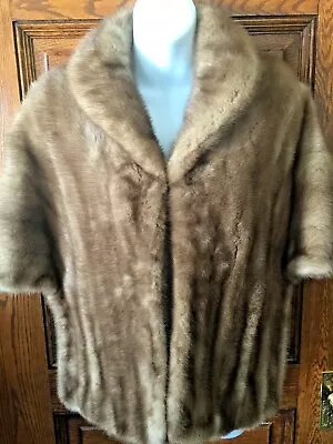 Vintage GORGEOUS! Genuine MINK Fur Natural Autumn Brown Wrap STOLE CAPELET • $100