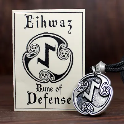 Eihwaz Protection Rune Pendant Norse Viking Asatru Defense Amulet Eihaz Necklace • $19.99