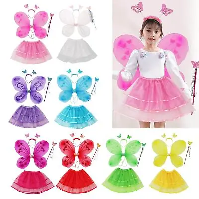 Fairy Costume Set With Butterfly Wing Tutu Fairy Wand And Headband For Girls • £6.25