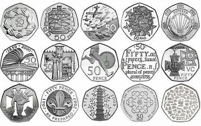 1982 - 2016 Fifty Pence 50P British Brilliant Uncirculated Coins Choice Of Year  • £12.75