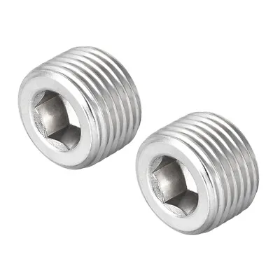 Hex Countersunk Plug Stainless Steel Pipe Fitting 3/8NPT Male Thread Socket 2Pcs • $7.79