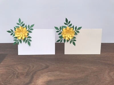 £3.20 • Buy 10 Flat Name Cards 3D Flower Wedding Party Birthday Etc ( Yellow)