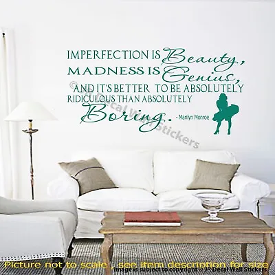  Imperfection Is Beauty  MONROE's Inspirational Quote Wall Art Girl Room Decals • £17.99