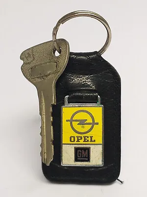 Vintage OPEL GM Enamel Badge Black Leather Car Key Fob Keychaine With Key • $19.90