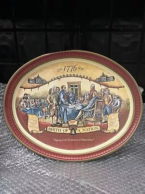1776 Birth Of A Nation Signing Metal Beer Bar Tray Oval 11X14.5 Miller High Life • $17.50