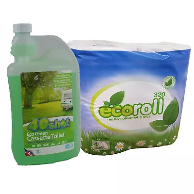 40 SHOT ECO GREEN PORTABLE TOILET CHEMICAL With ECO ROLL Caravan Motorhome Boat • £14.99