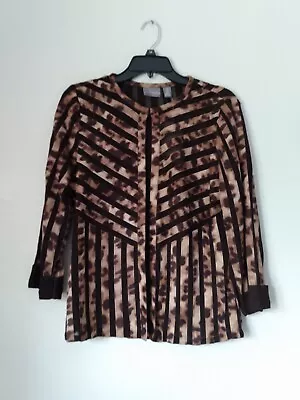 Traveler's Collection Chico's Leopard Stripped Sheer Choco Chip Jacket Sz 0 NWTS • $49.25