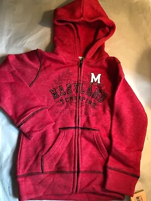 Red Maryland Terrapins Girls' Long Sleeve Full Zip Hoodie Size Small (6/6X) • $10.95