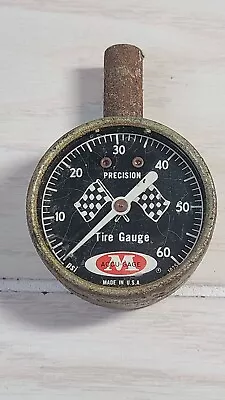 Vintage Precision Tire Gauge Mieser Accu-gage 60 PSI Checkered Flag Made In USA  • $29.99