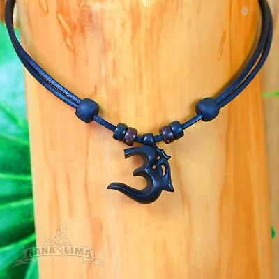 Leather Necklace Surfer Om Surf Jewelery Ladies Mens • $24.62