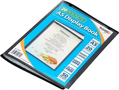 Tiger A5 Black Display Book 20 Pocket Presentation Folder With Plastic Pockets • £3.75