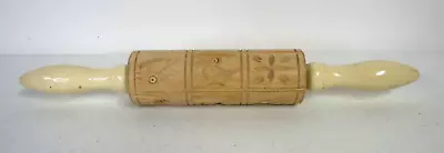 Vintage Springerle Hand Carved Rolling Pin Shortbread Cookie Mold 12 Designs • $8.99