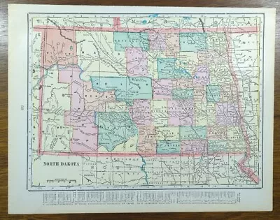 Vintage 1902 NORTH DAKOTA Map 14 X11  Old Antique Original GRAND FORKS MANDAN ND • $20.84