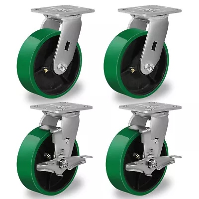 6 X 2  Heavy Duty Casters - Polyurethane Caster With Capacity Up To 1200-4800 LB • $39.99